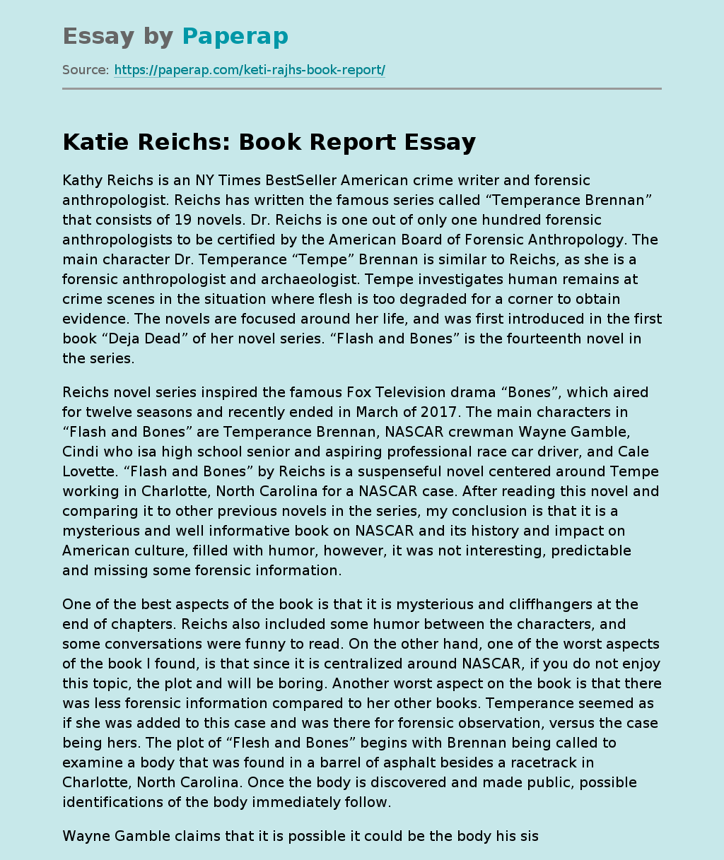 Katie Reichs: Book Report
