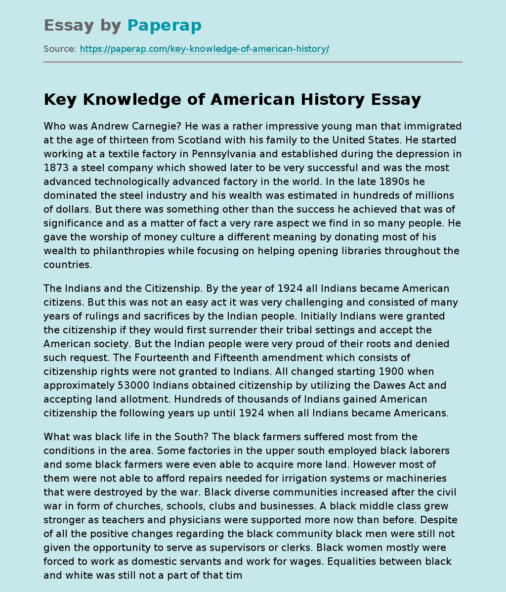 Key Knowledge of American History