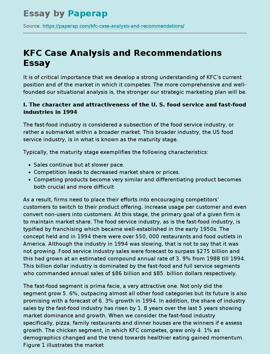 KFC Case Analysis and Recommendations