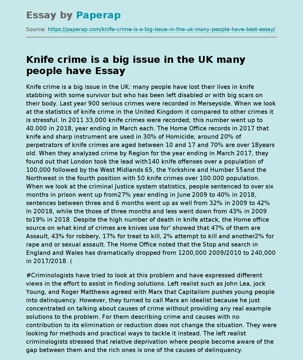 Knife Crime Is a Big Problem in the UK