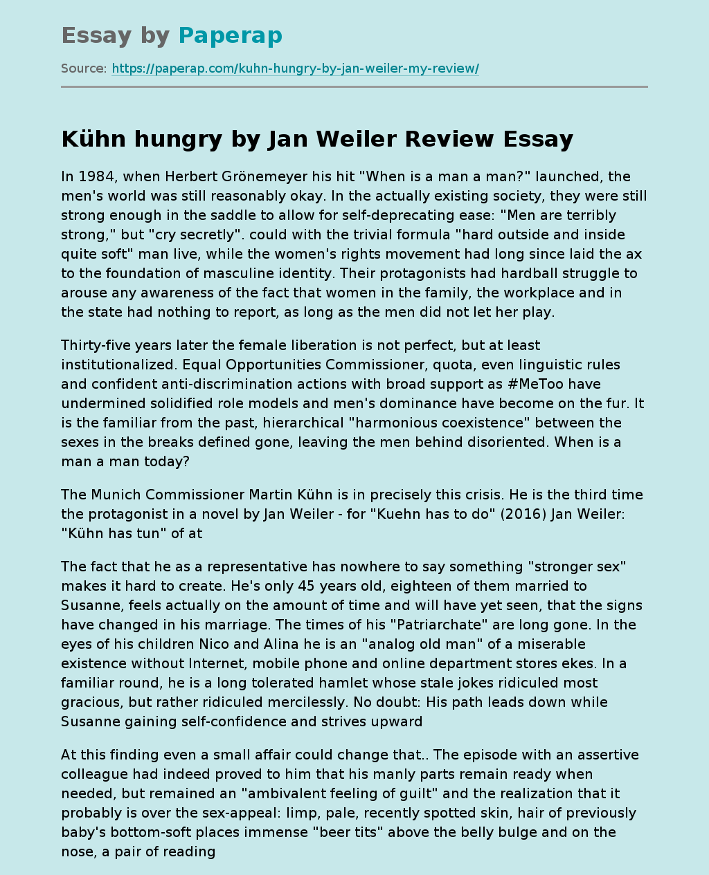 "Kühn hungry" by Jan Weiler