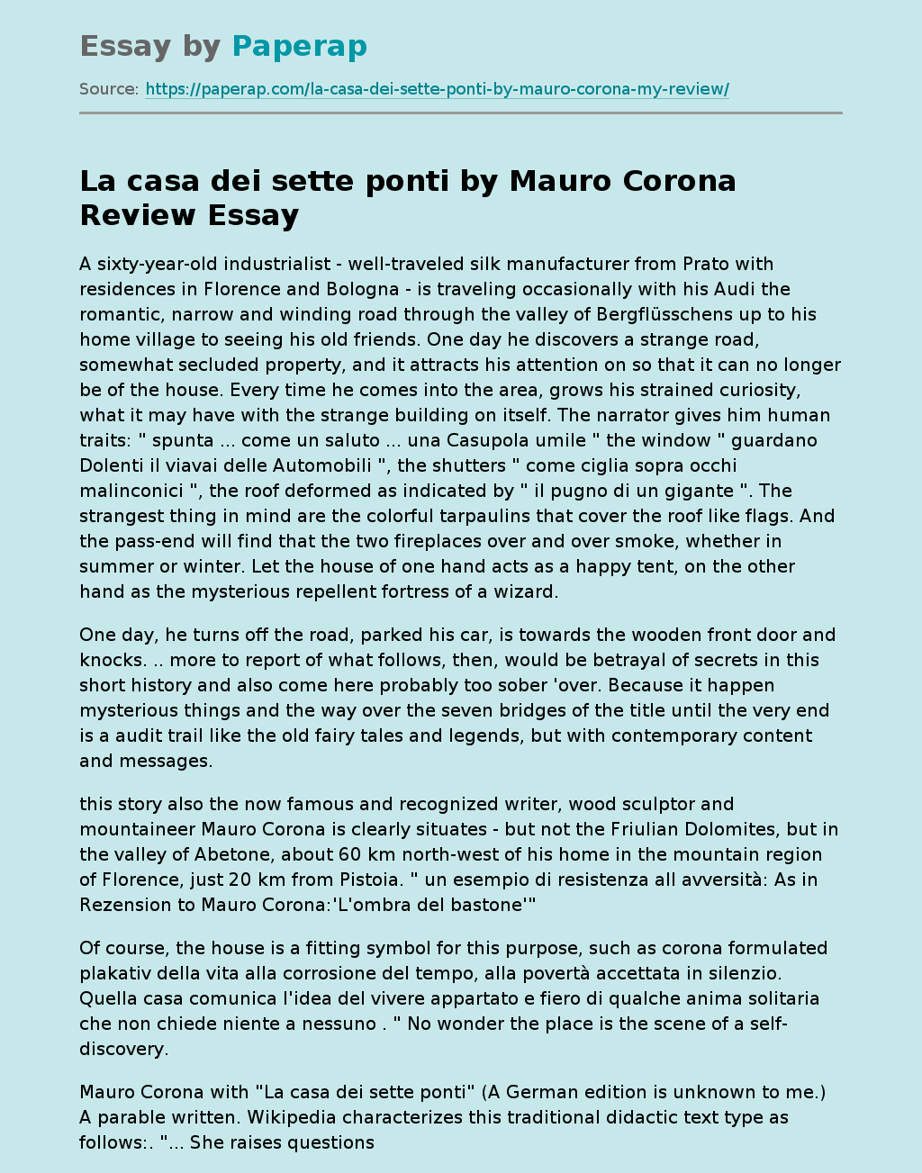La casa dei sette ponti by Mauro Corona Review