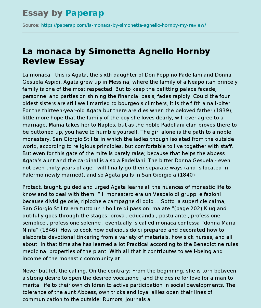 La monaca by Simonetta Agnello Hornby Review