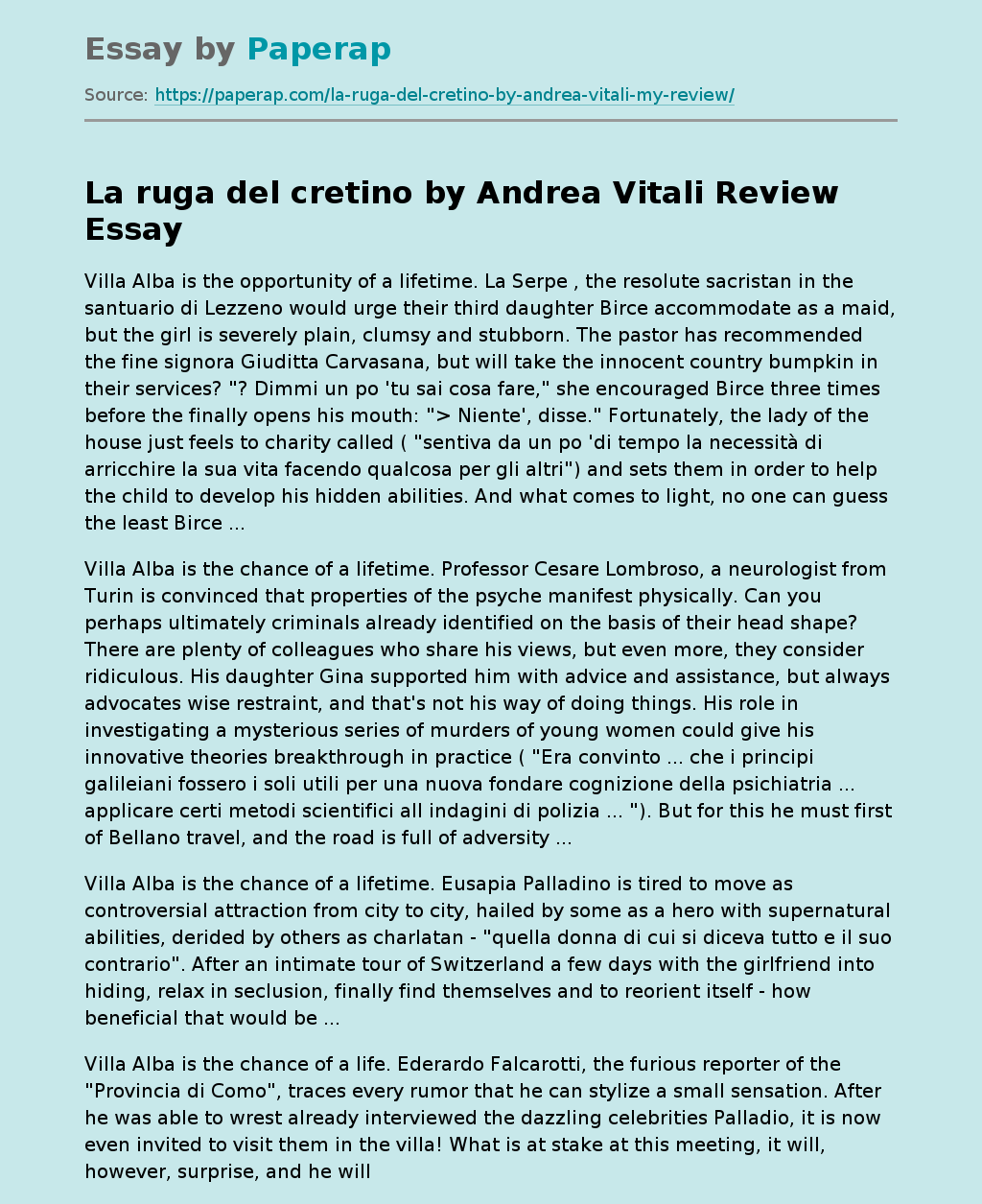 La Ruga Del Cretino By Andrea Vitali Review