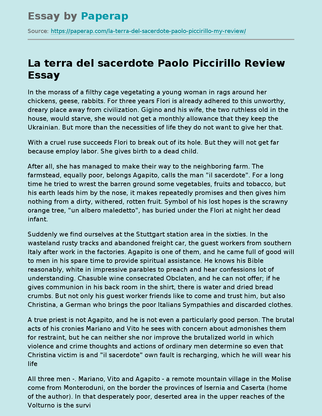 "La terra del sacerdote" by Paolo Piccirillo