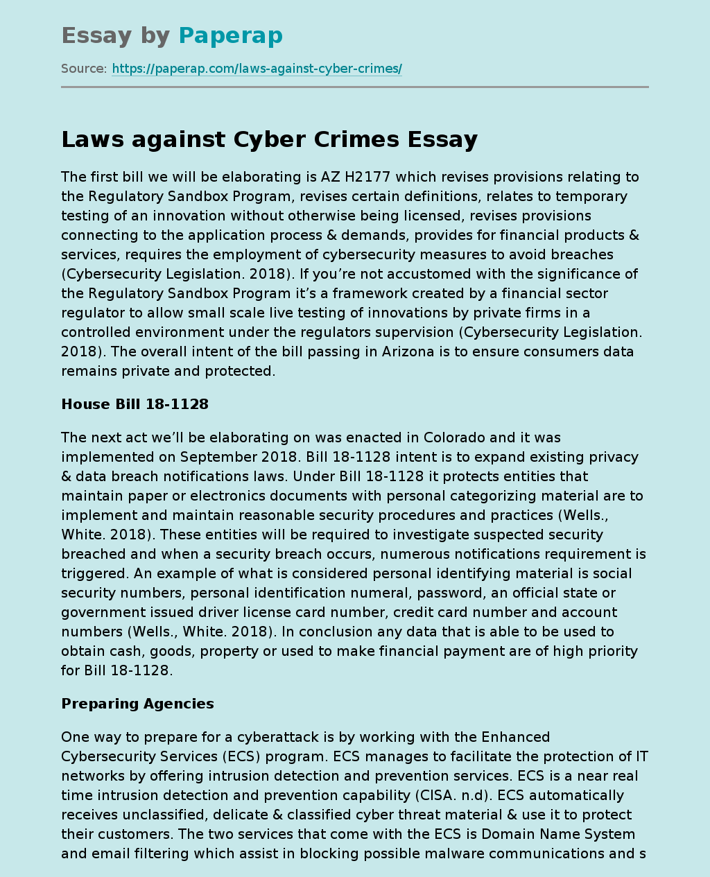 Laws against Cyber Crimes
