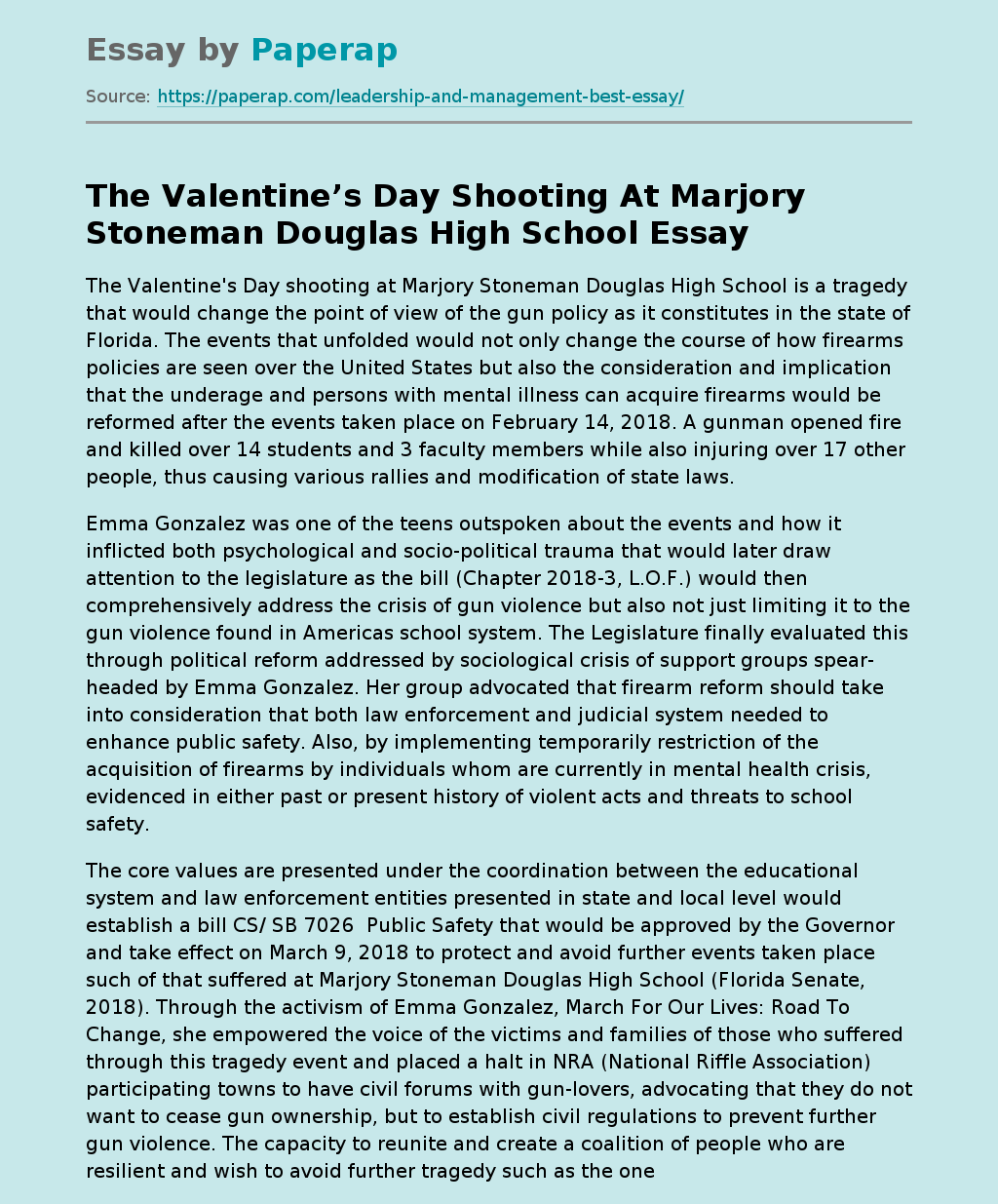 The Valentine’s Day Shooting At Marjory Stoneman Douglas High School
