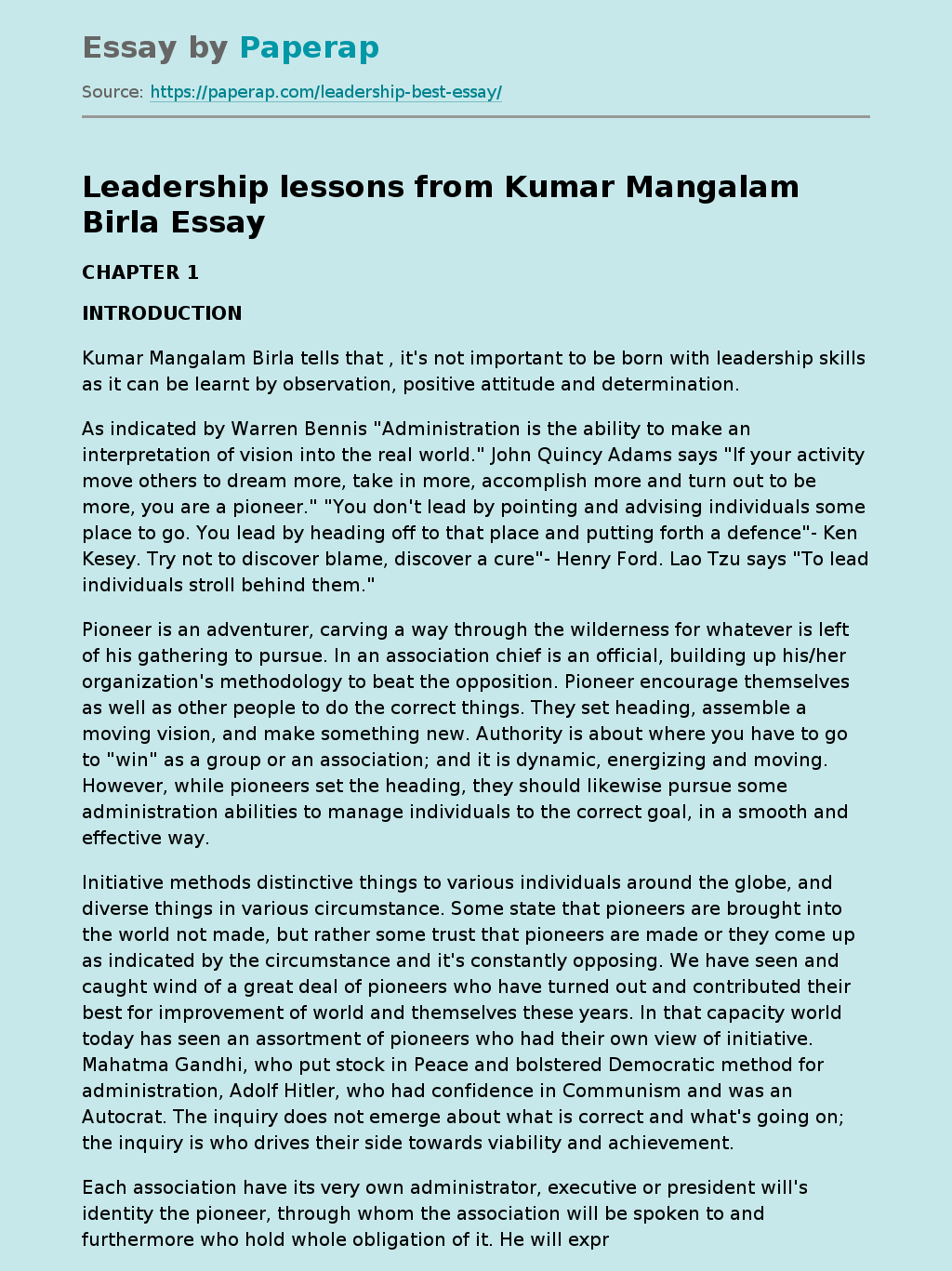 Leadership lessons from Kumar Mangalam Birla