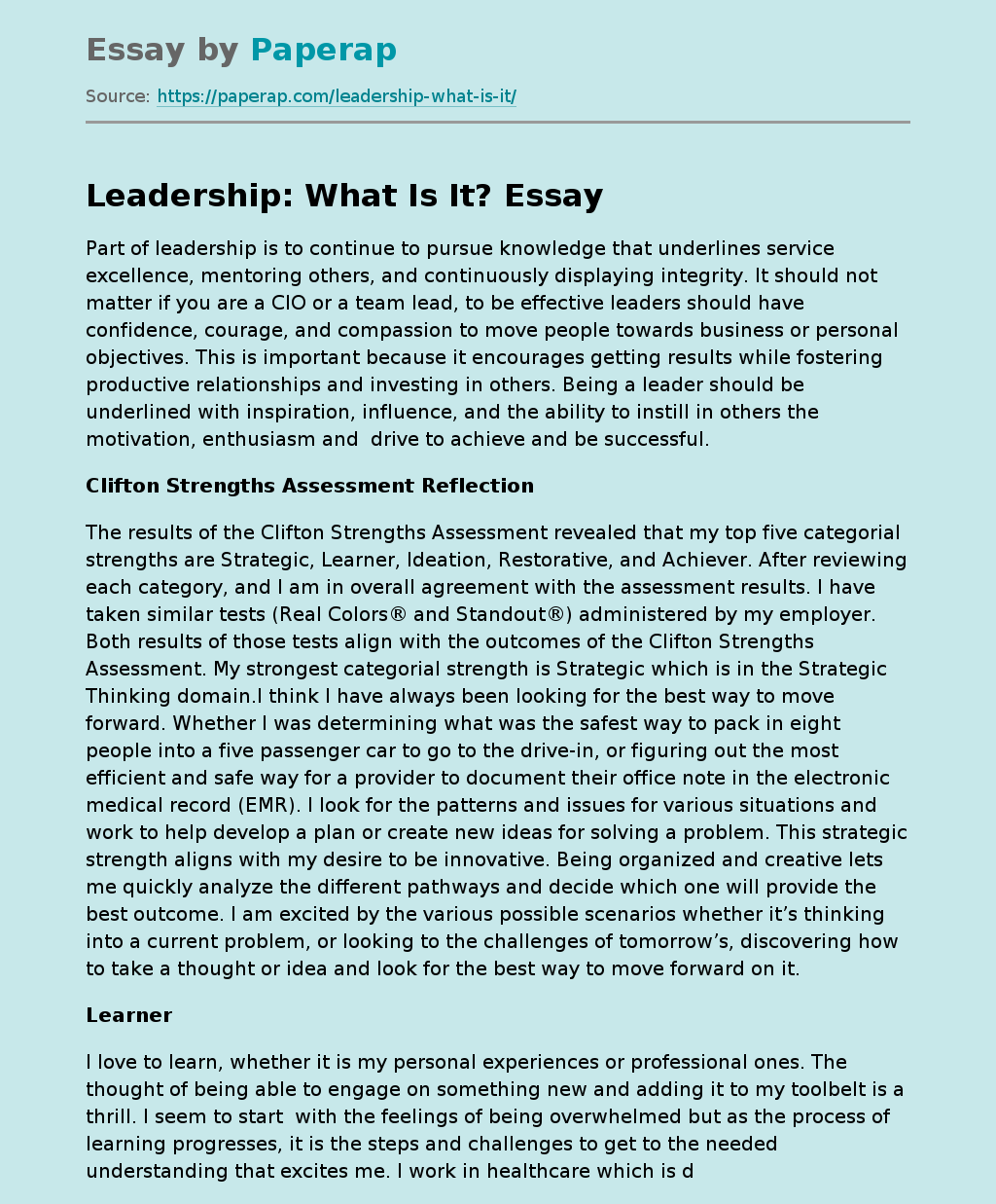 Leadership: What Is It?