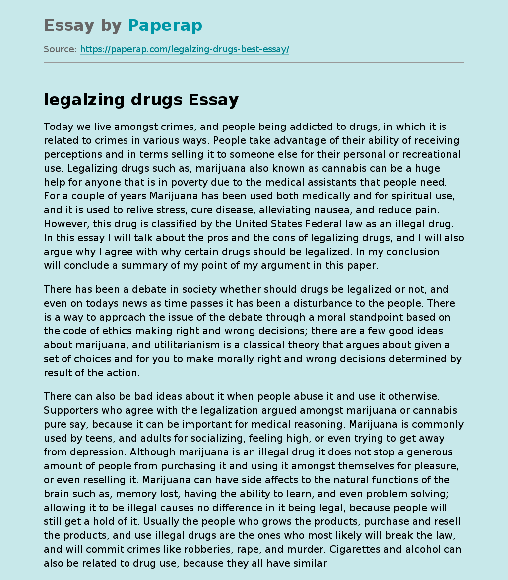 Legalzing Drugs