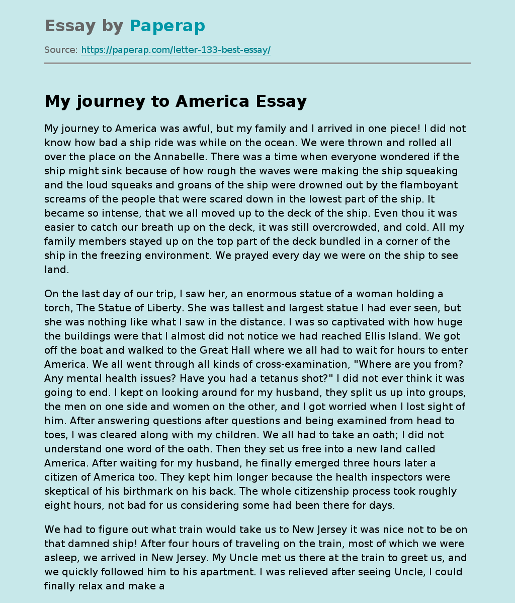 My journey to America