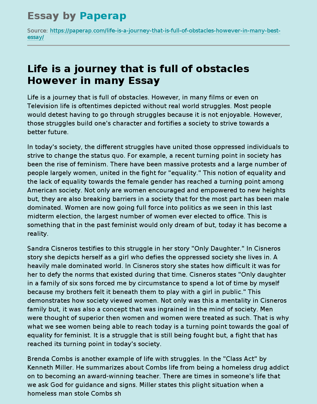 life journey essay for college