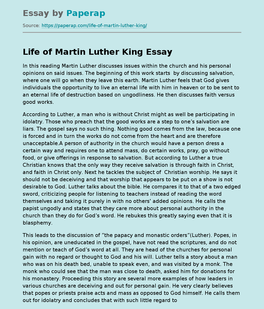 Life of Martin  Luther King