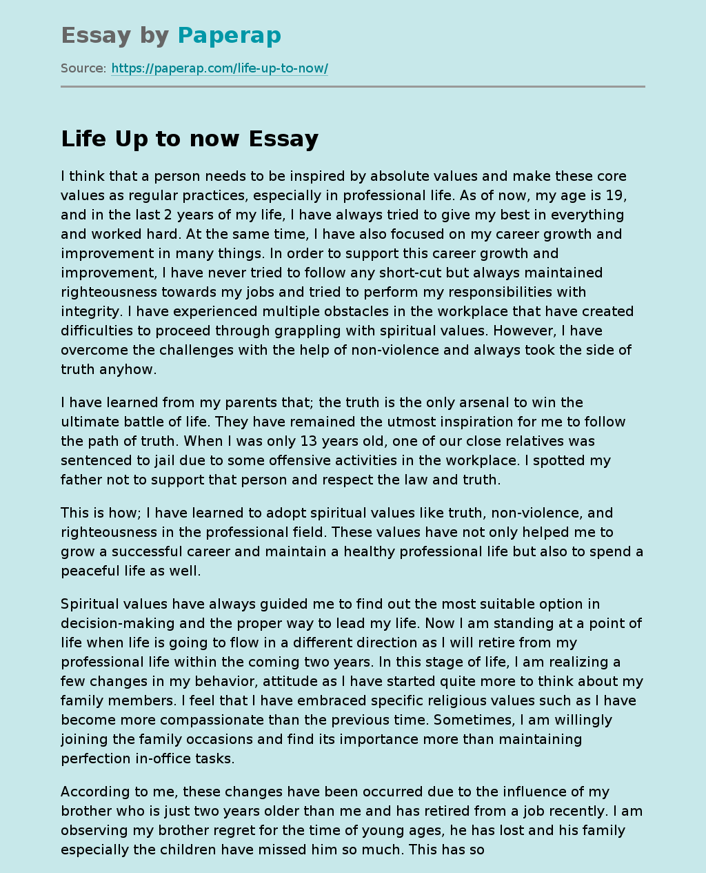 life realization essay