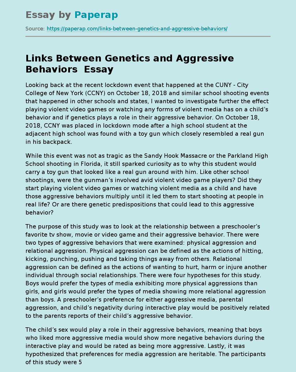 Links Between Genetics and Aggressive Behaviors 