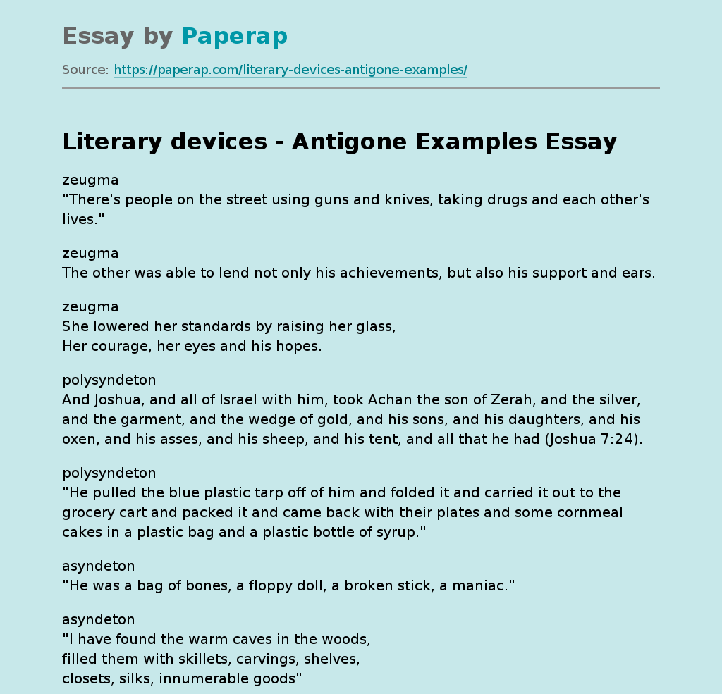 Literary devices - Antigone Examples