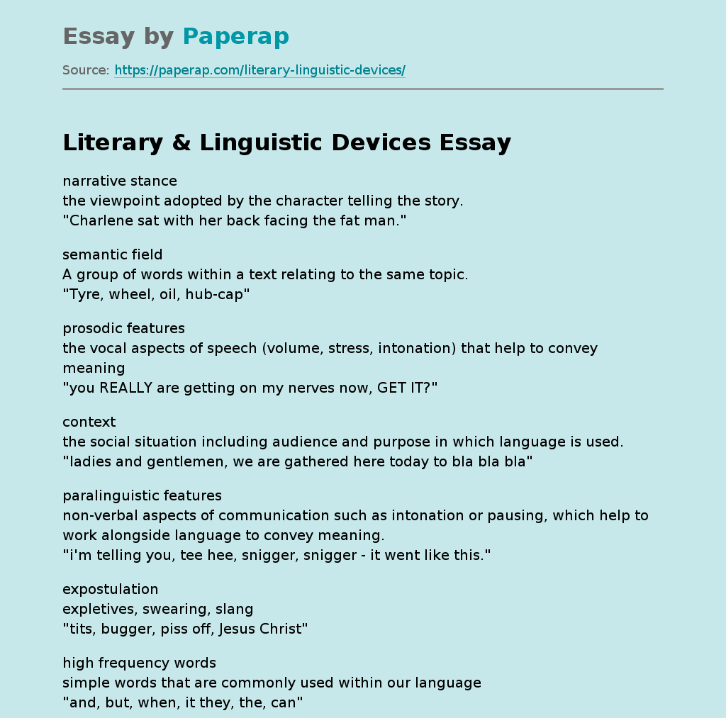 Literary &amp; Linguistic Devices