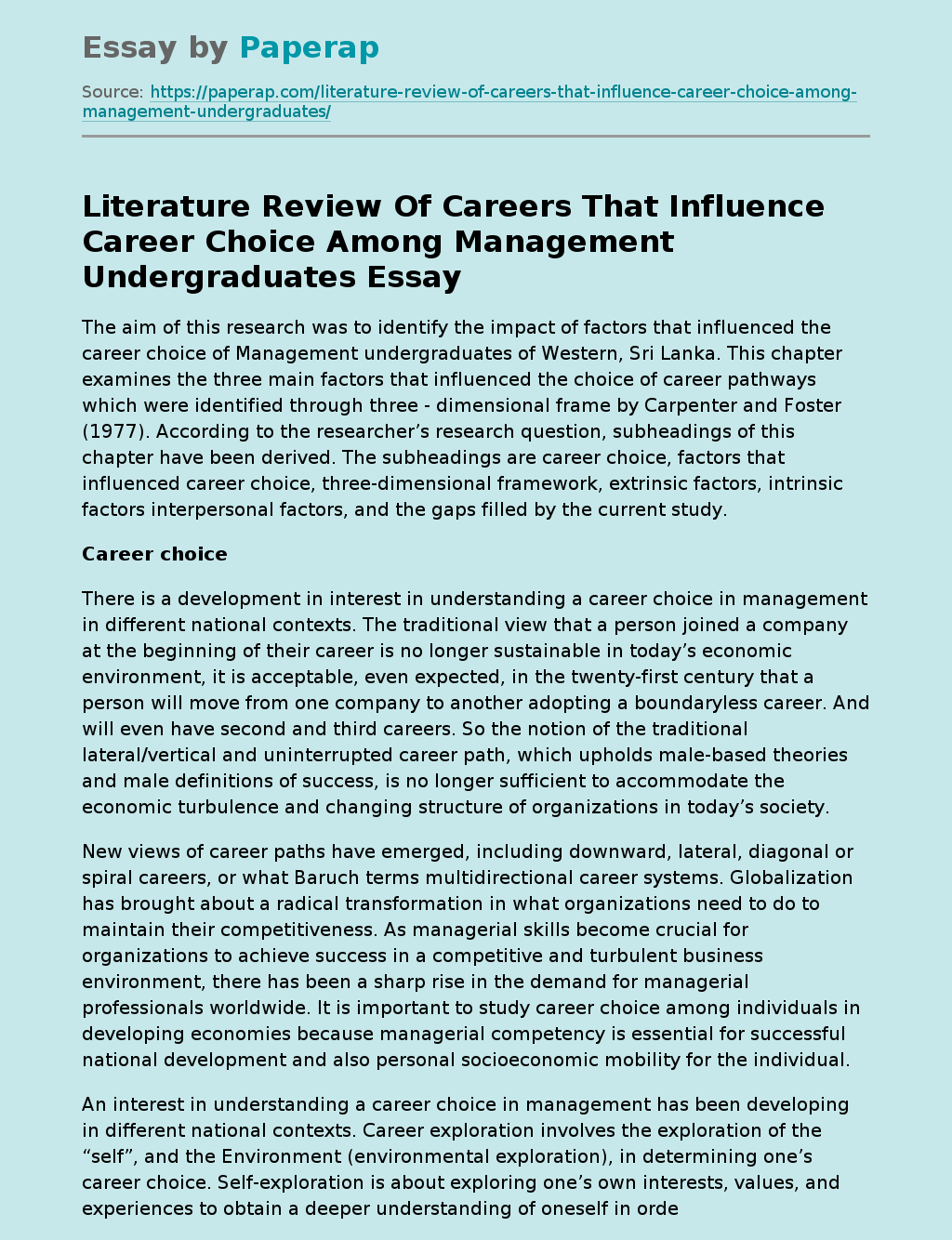 Influential Careers for Management Undergraduates