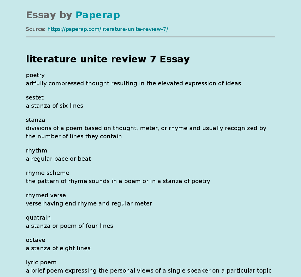 literature unite review 7
