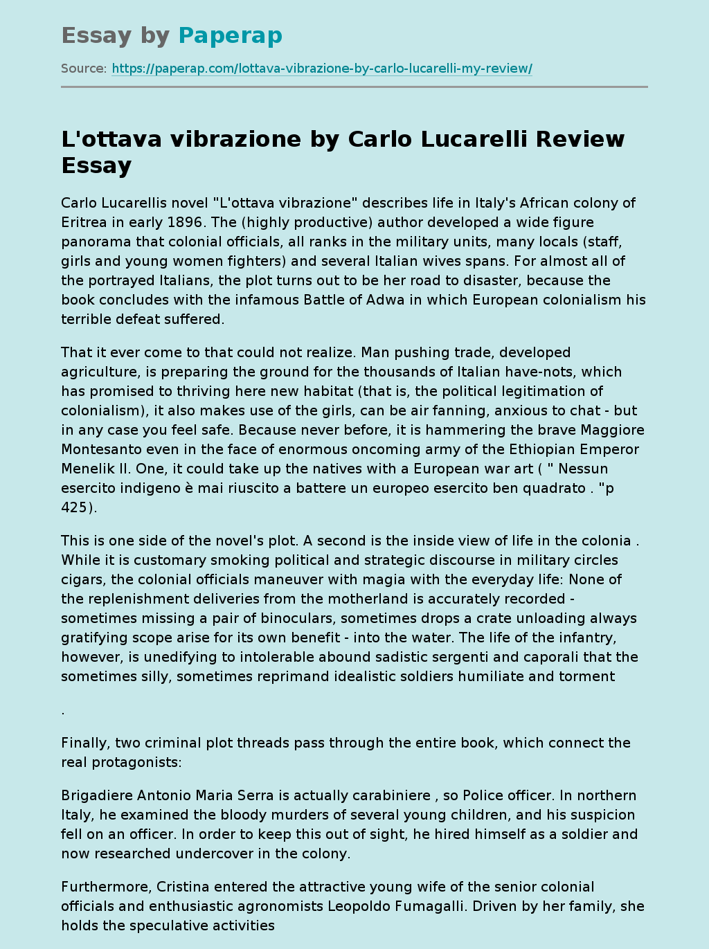 "L’Ottava Vibrazione" by Carlo Lucarelli