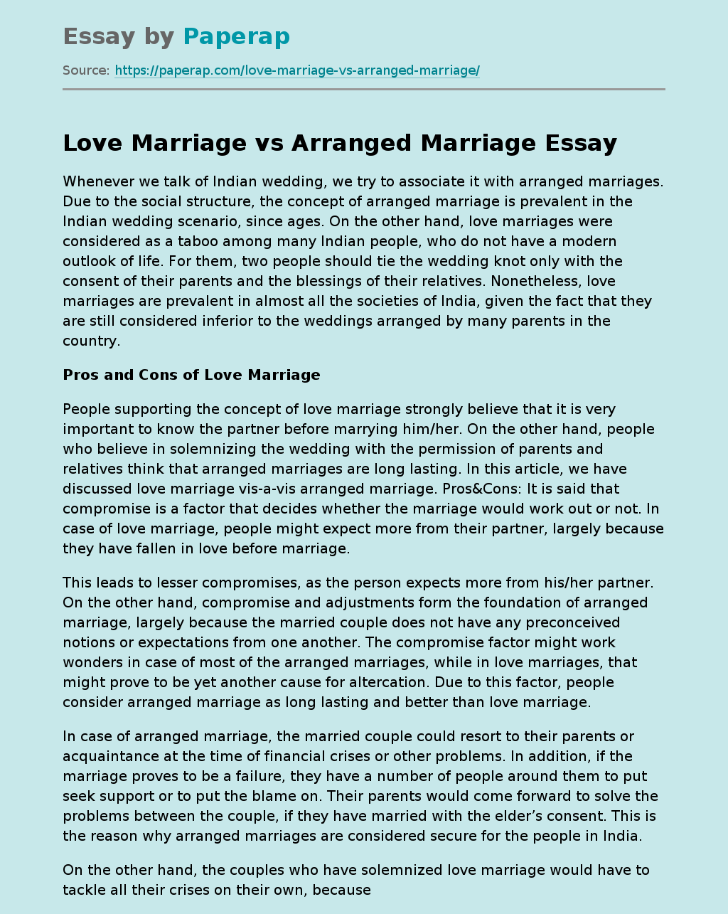 Love Marriage vs Arranged Marriage