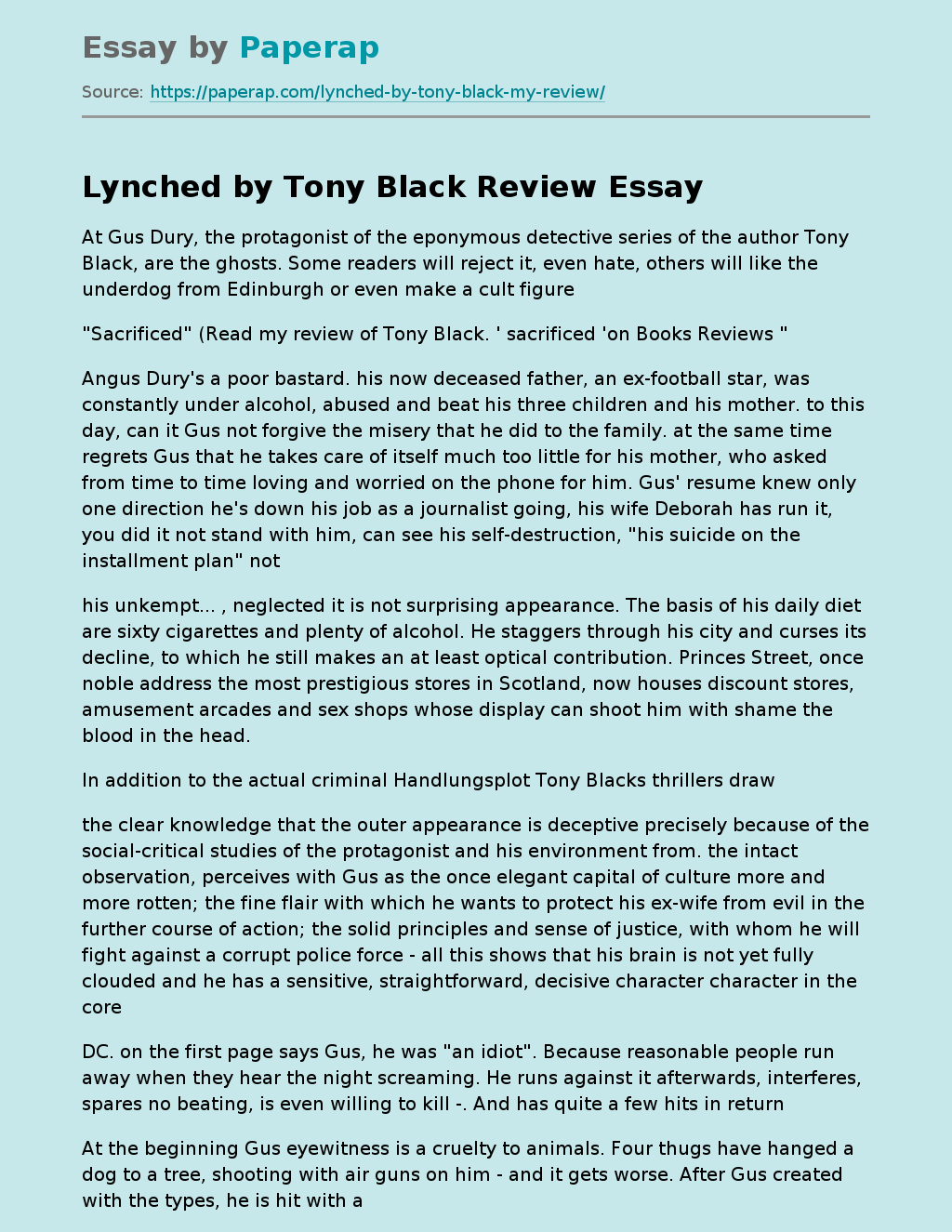 "Lynched" by Tony Black
