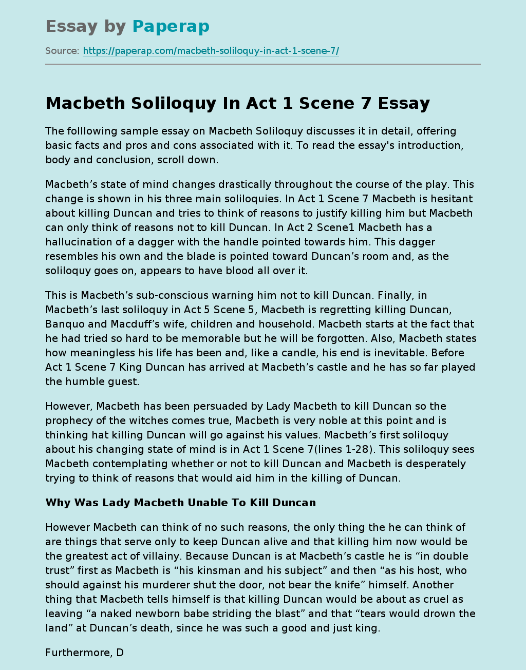 Macbeth Soliloquy In Act 1 Scene 7