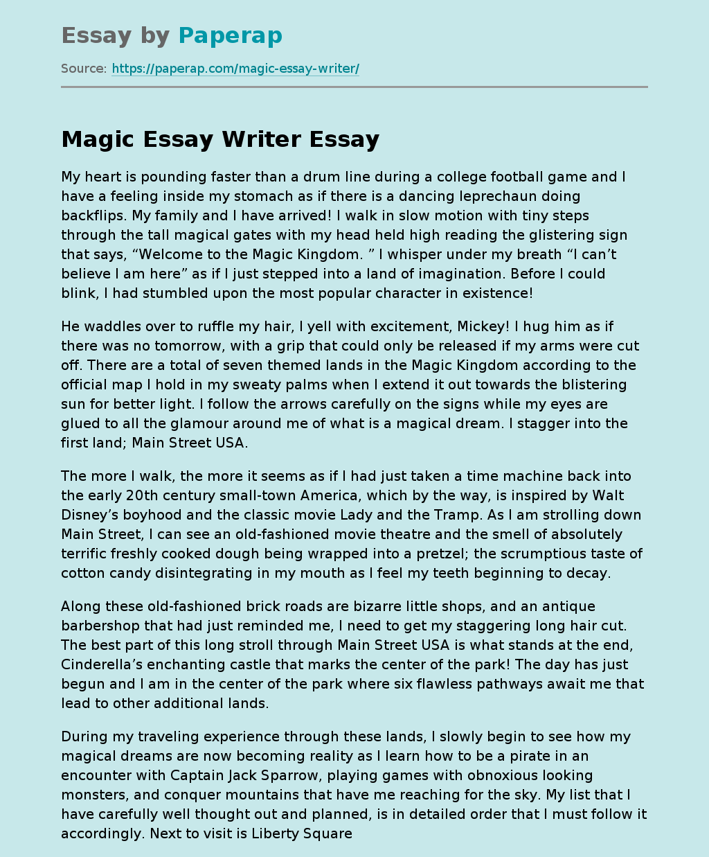 essay magic show