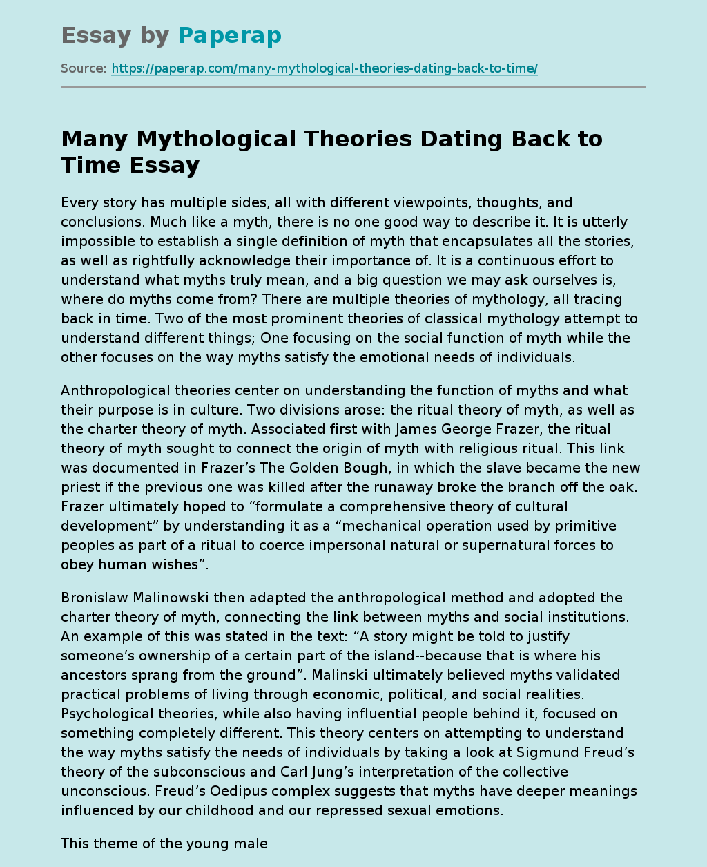 Many Mythological Theories Dating Back to Time