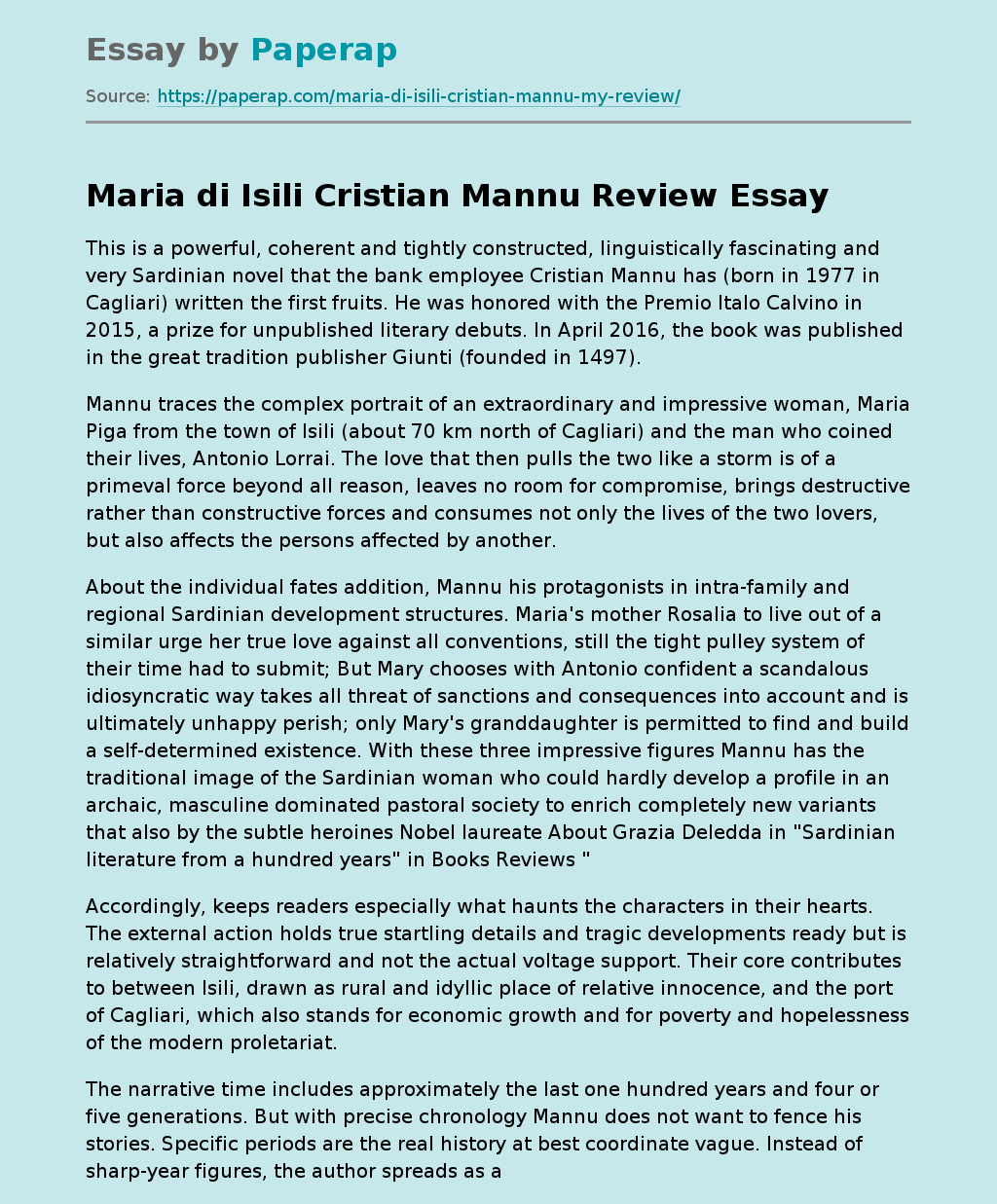 "Maria di Isili" by Cristian Mannu
