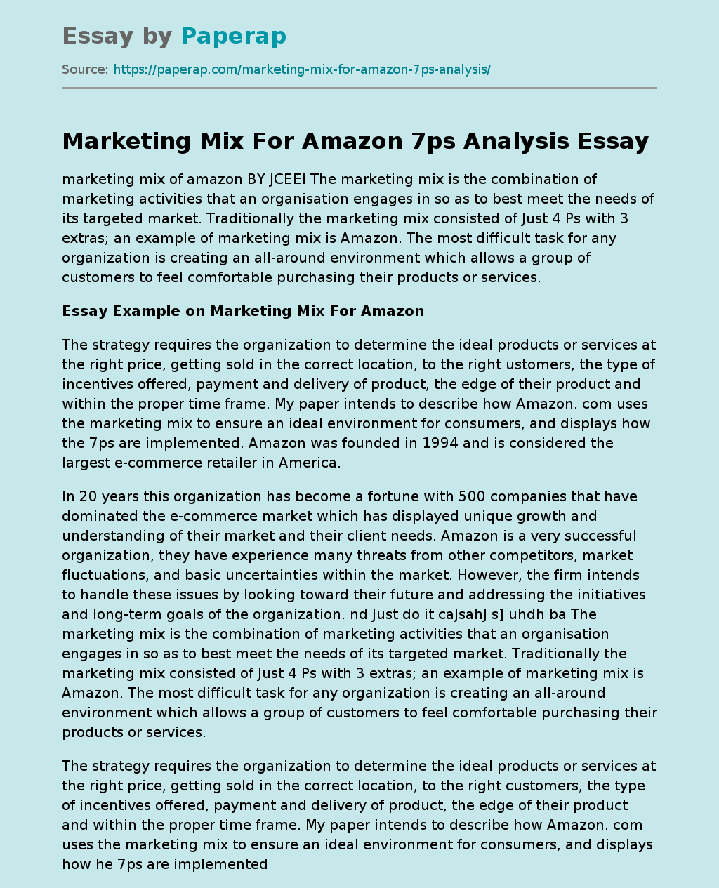 Marketing Mix For Amazon 7ps Analysis