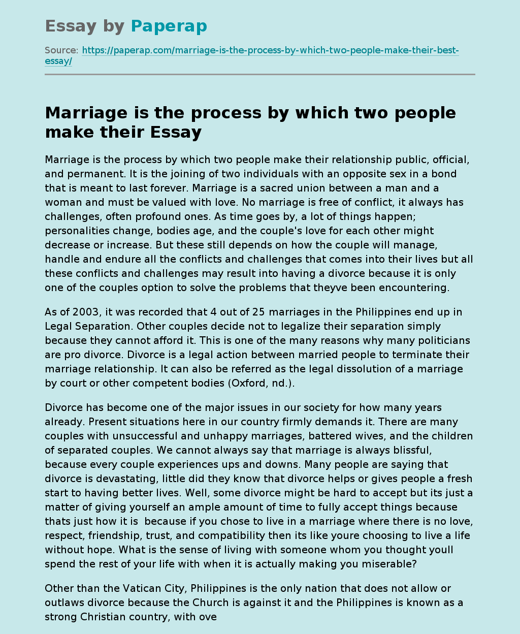 Statistics and Characteristics of Marriage