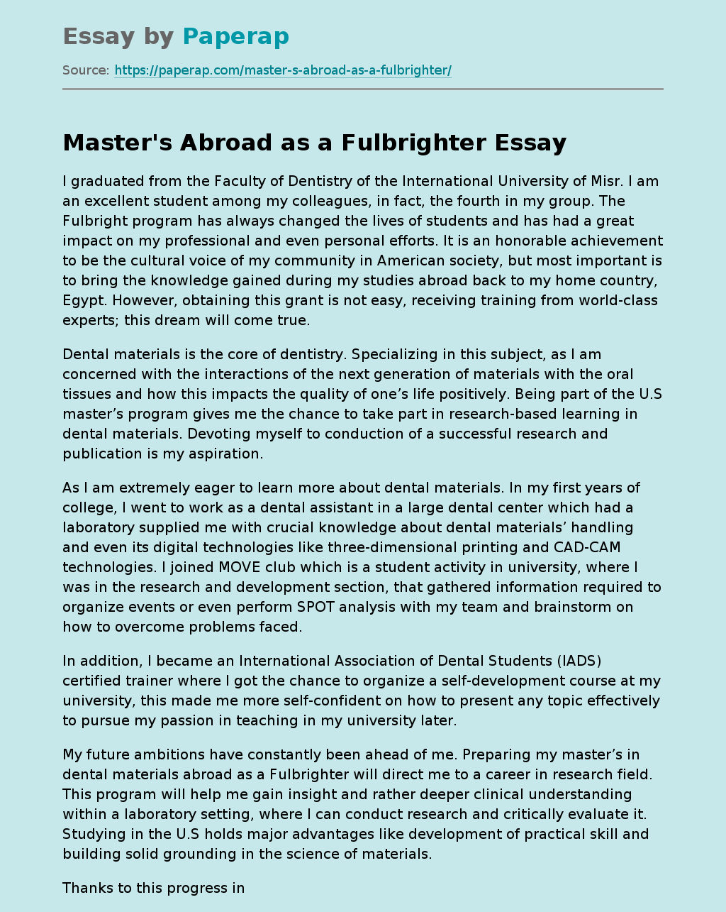 Master's Abroad as a Fulbrighter