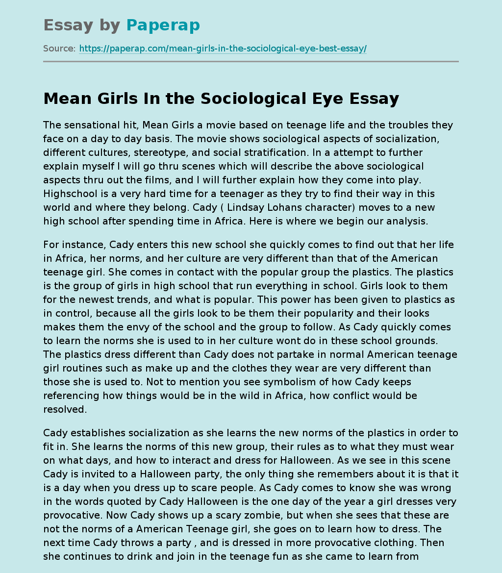 Mean Girls In the Sociological Eye