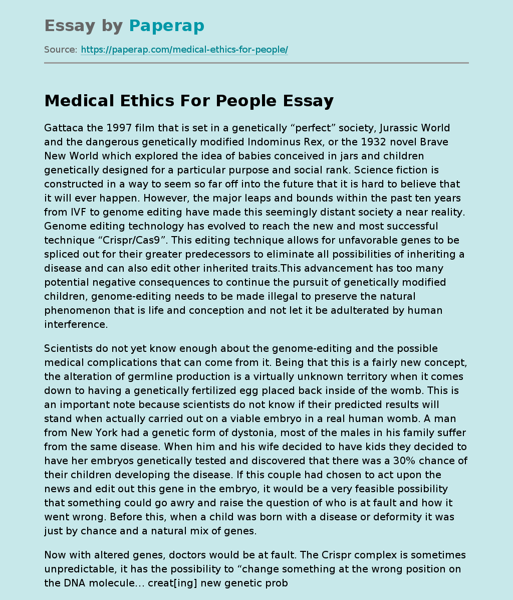 Medical Ethics For People