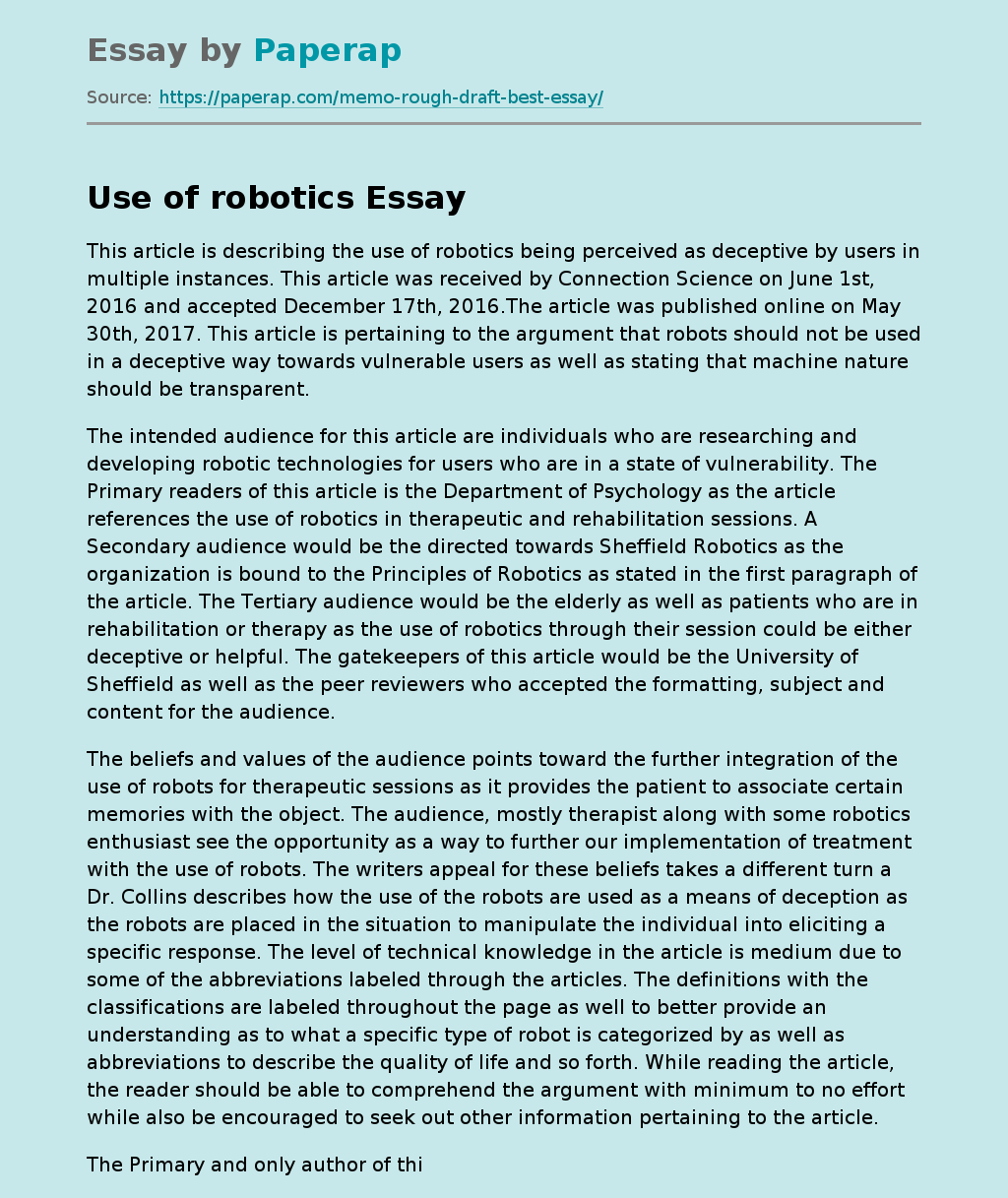 Use of Robotics