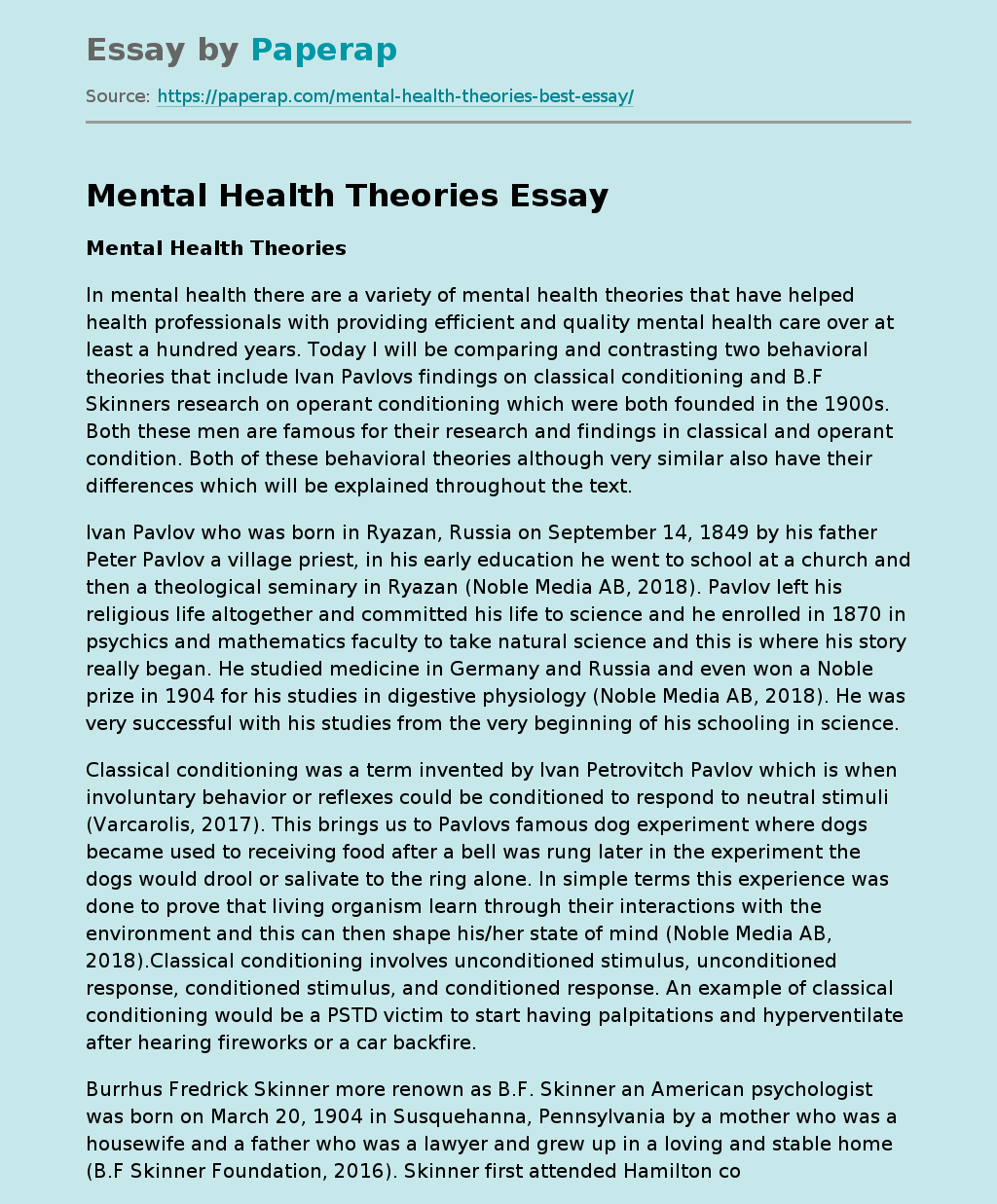 Mental Health Theories
