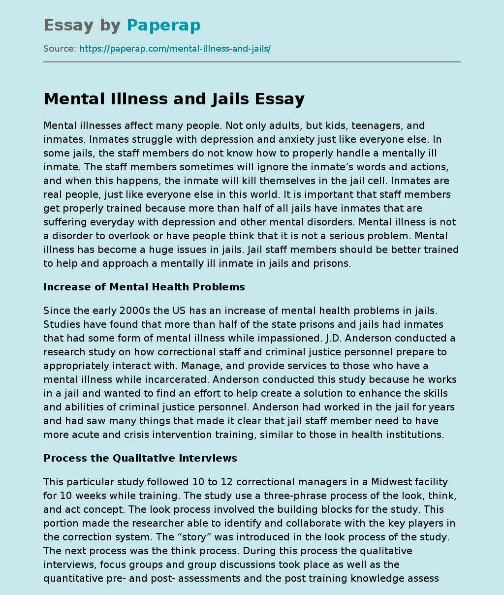 Mental Illness and Jails