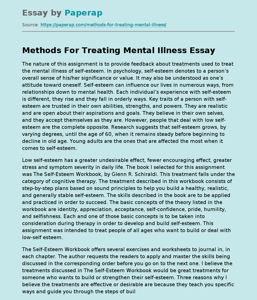 Methods For Treating Mental Illness
