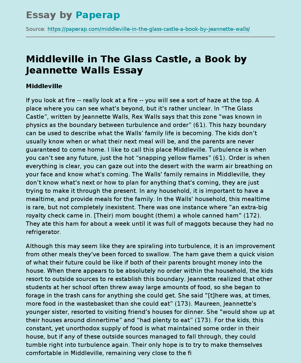 Middleville in The Glass Castle, a Book by Jeannette Walls