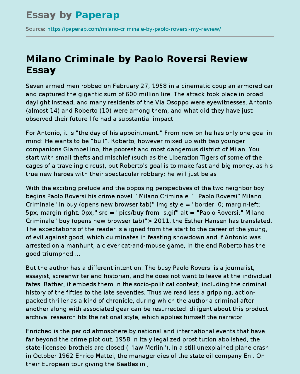 Milano Criminale by Paolo Roversi Review