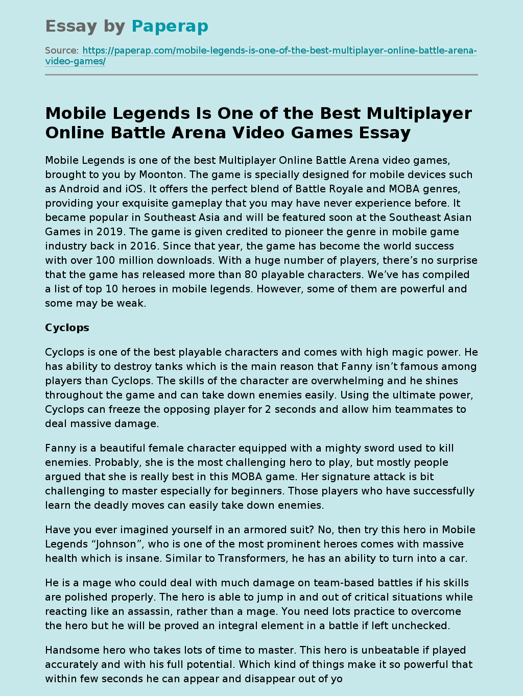 Mobile Legends Is One of the Best Multiplayer Online Battle Arena Video Games