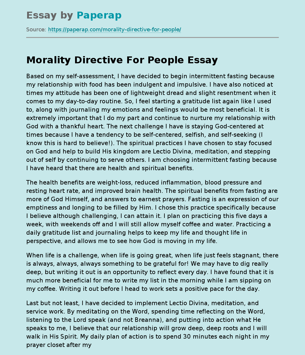 Morality Directive For People