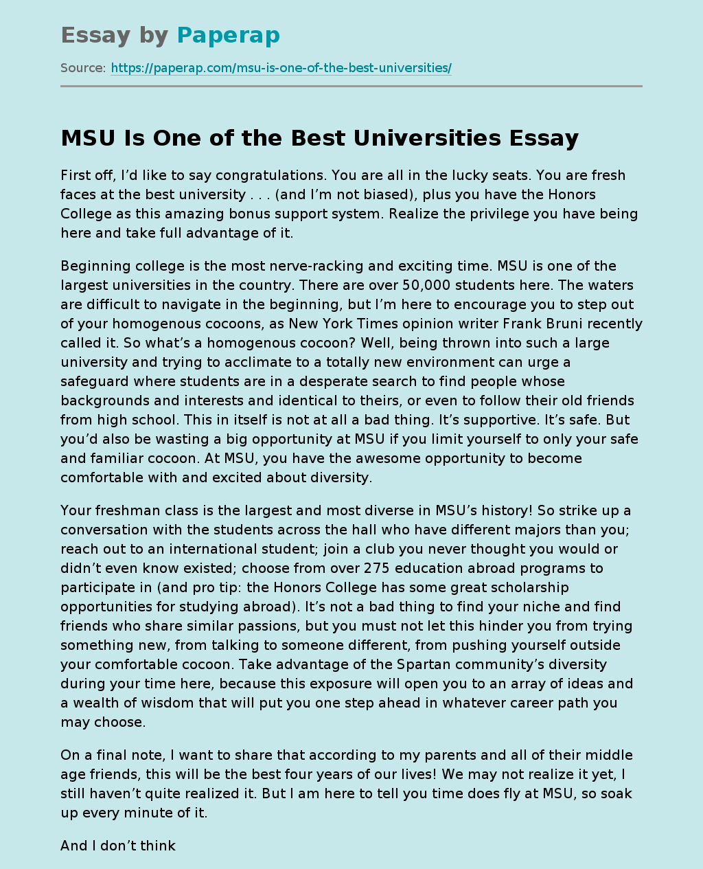 MSU Is One of the Best Universities