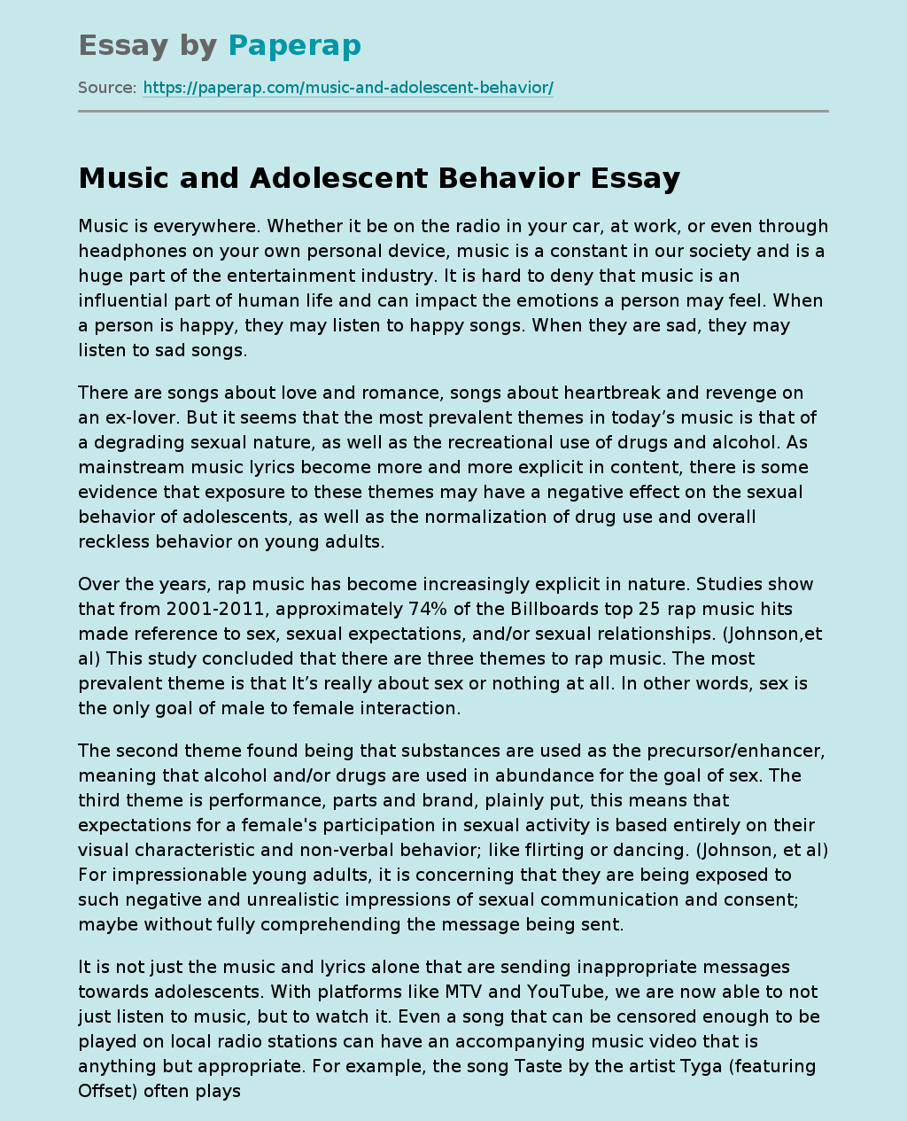 essay on music addiction