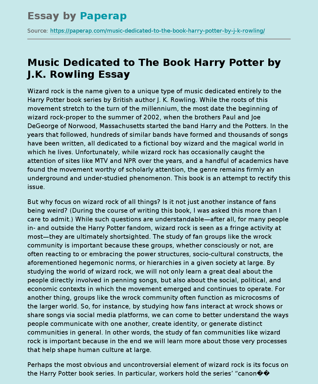 Music Dedicated to The Book Harry Potter by J.K. Rowling