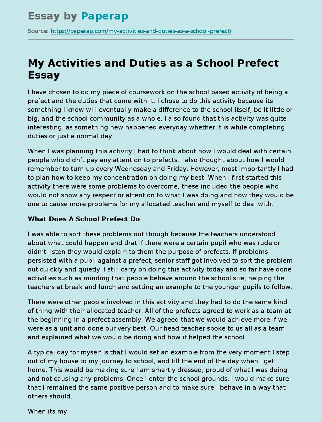 school prefect essay