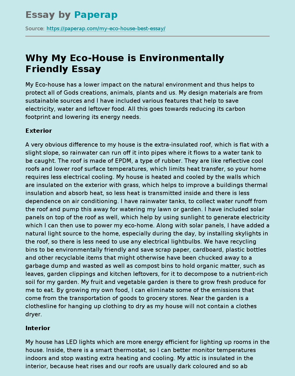 Why My Eco-House is Environmentally Friendly