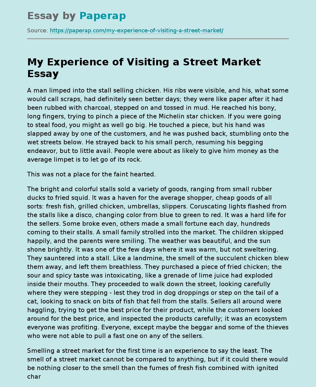 My Experience of Visiting a Street Market