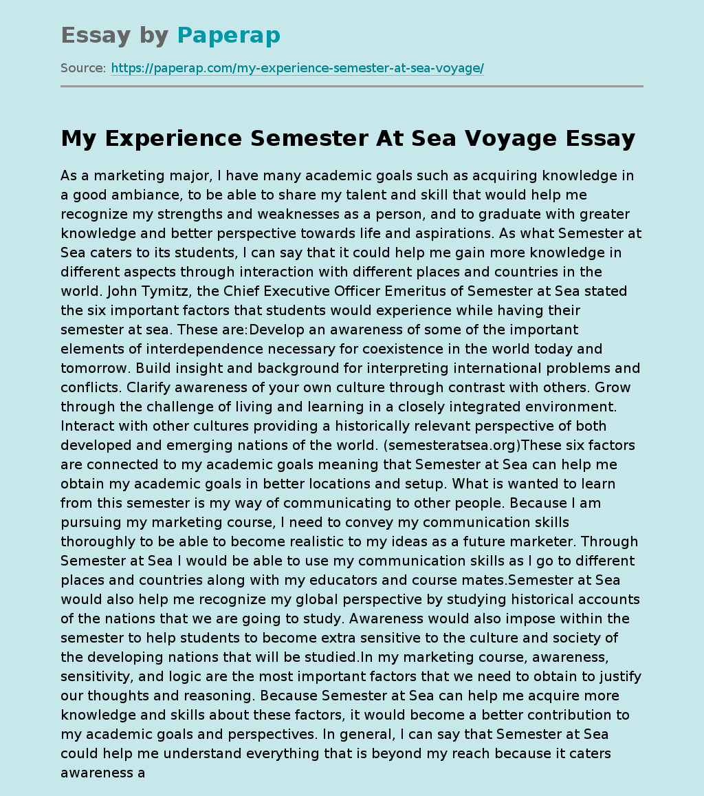 My Experience Semester At Sea Voyage